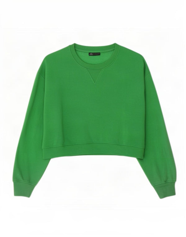 Felpa corta oversize da donna Zara UK 16 grande verde