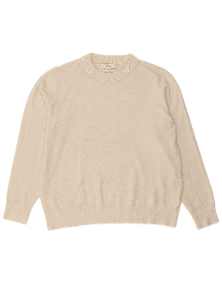 Maglione maglione girocollo da donna Marks & Spencer UK 14 medio bianco sporco