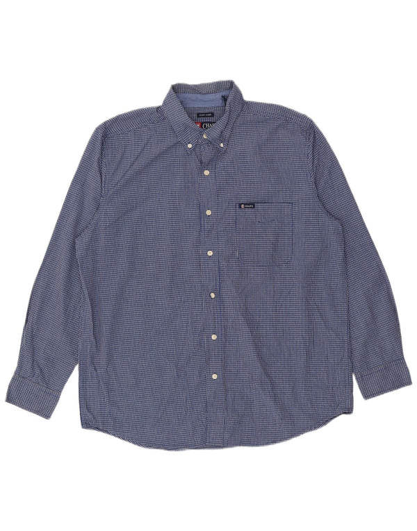 Chaps Camicia da uomo Easy Care, cotone a quadri blu grandi