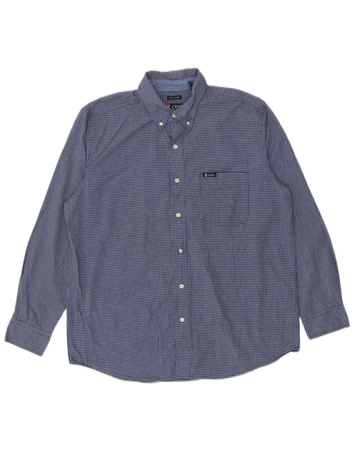 Chaps Camicia da uomo Easy Care, cotone a quadri blu grandi