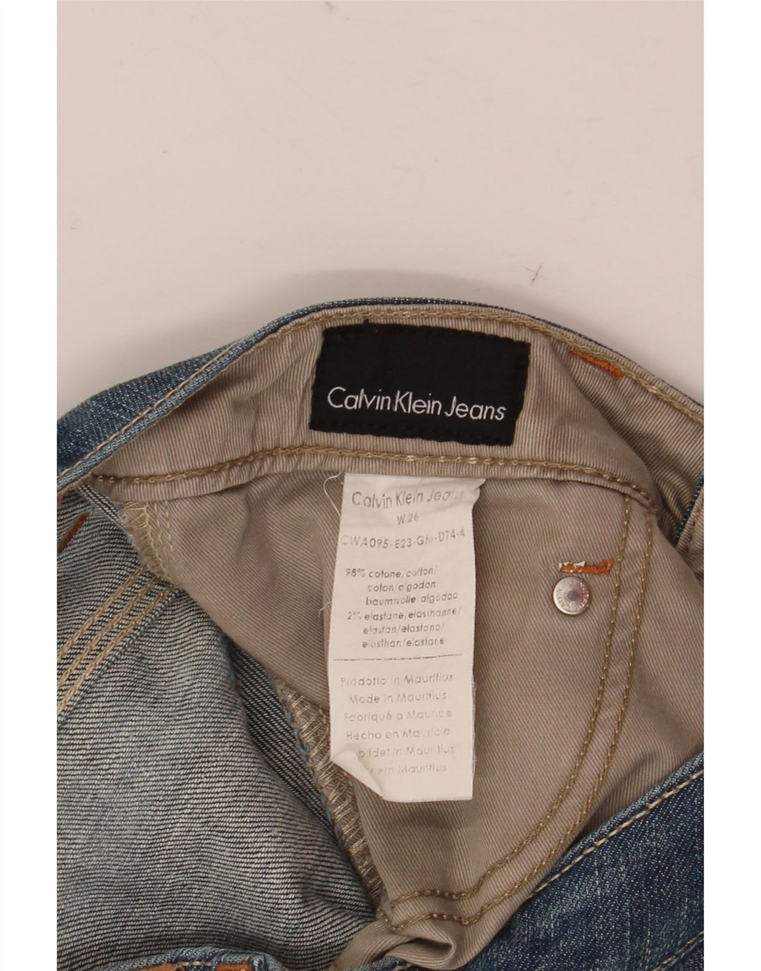 Pantaloncini di jeans Bermuda da donna Calvin Klein W26 piccoli in cotone blu