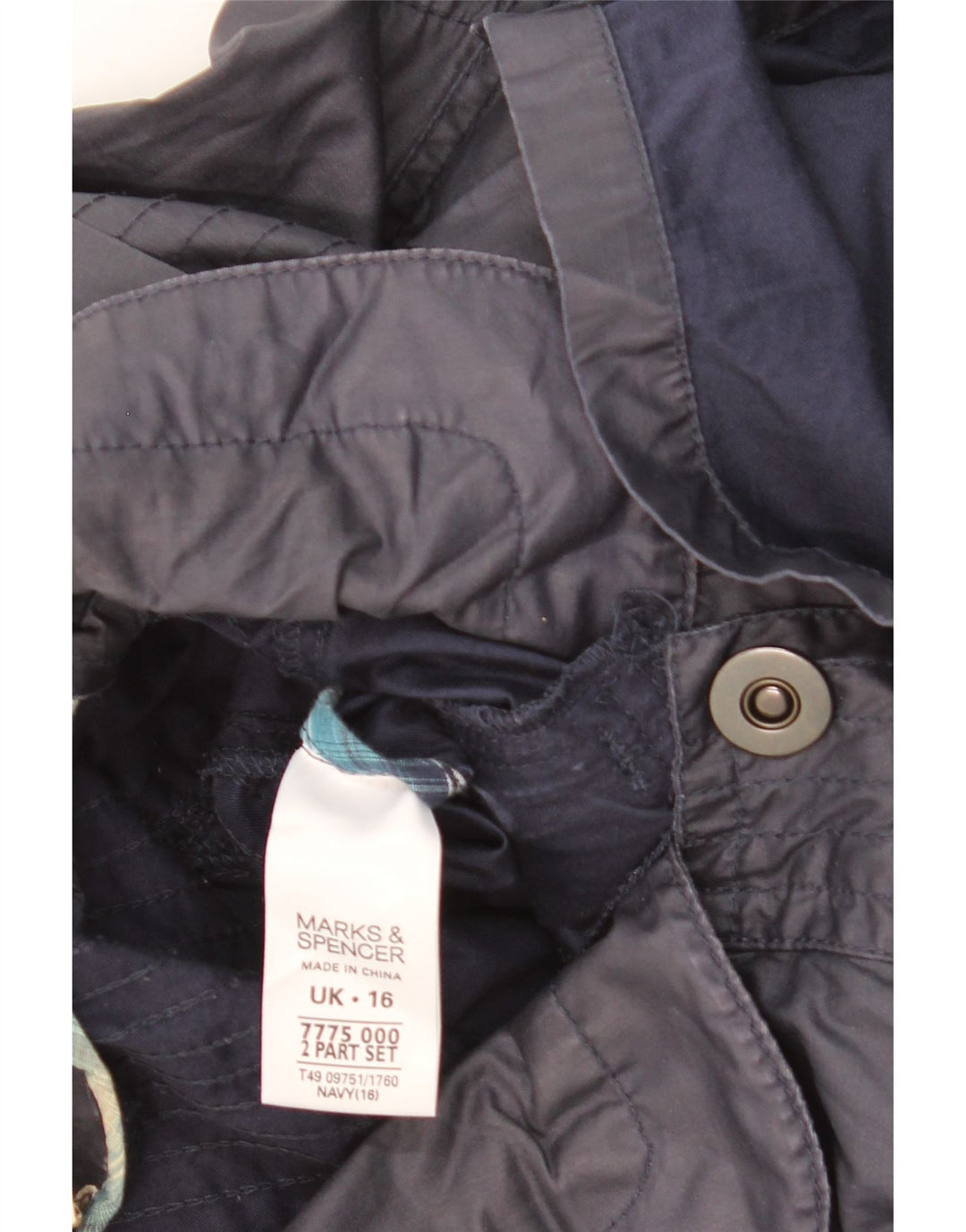 Giacca pratica con cappuccio da donna Marks & Spencer UK 16 grande cotone blu navy