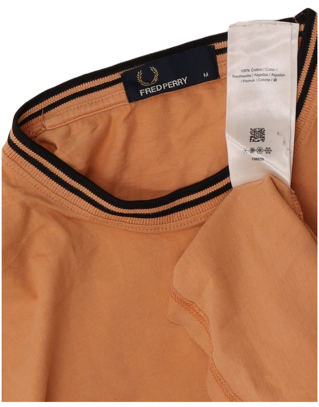 T-shirt da uomo Fred Perry Top in cotone a righe arancioni medie