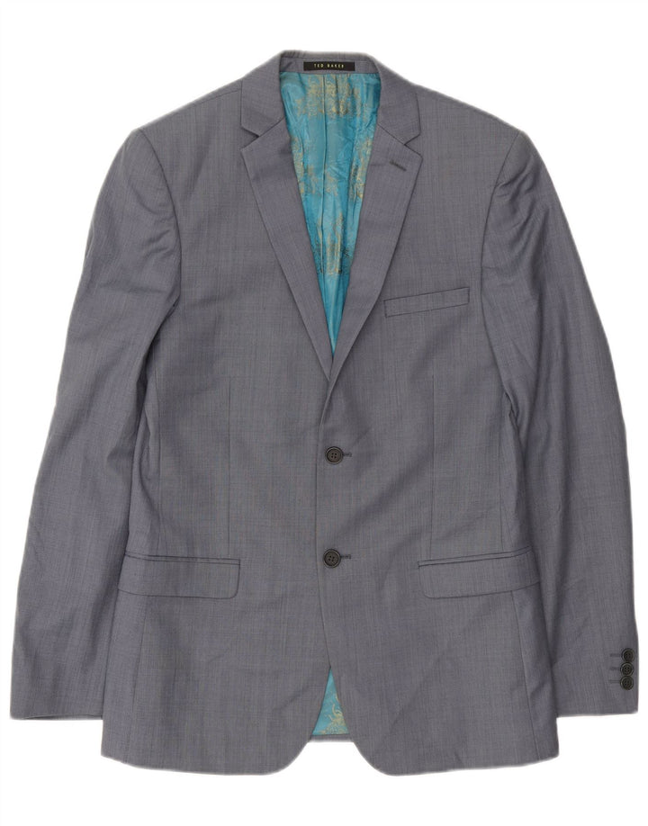 Giacca blazer da uomo a 2 bottoni Ted Baker UK 38 Lana grigio medio