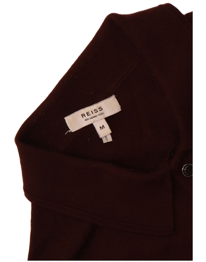 Maglione da uomo Reiss con collo a polo, lana merino marrone medio medio