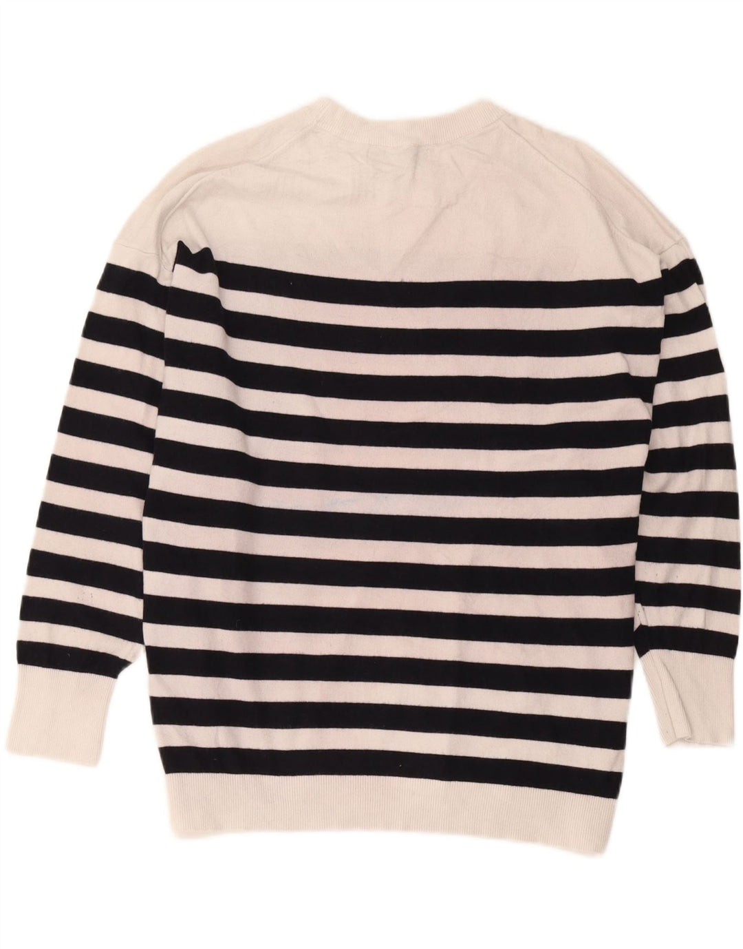 Maglione girocollo oversize da donna Zara UK 16 a righe grandi bianche