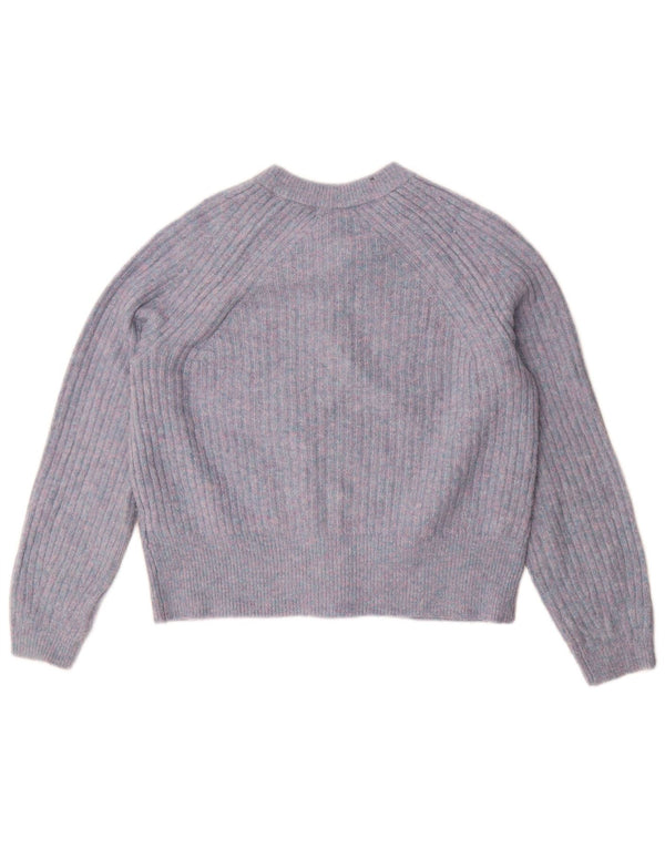 Maglione cardigan corto da donna Marks & Spencer UK 14 blu medio screziato