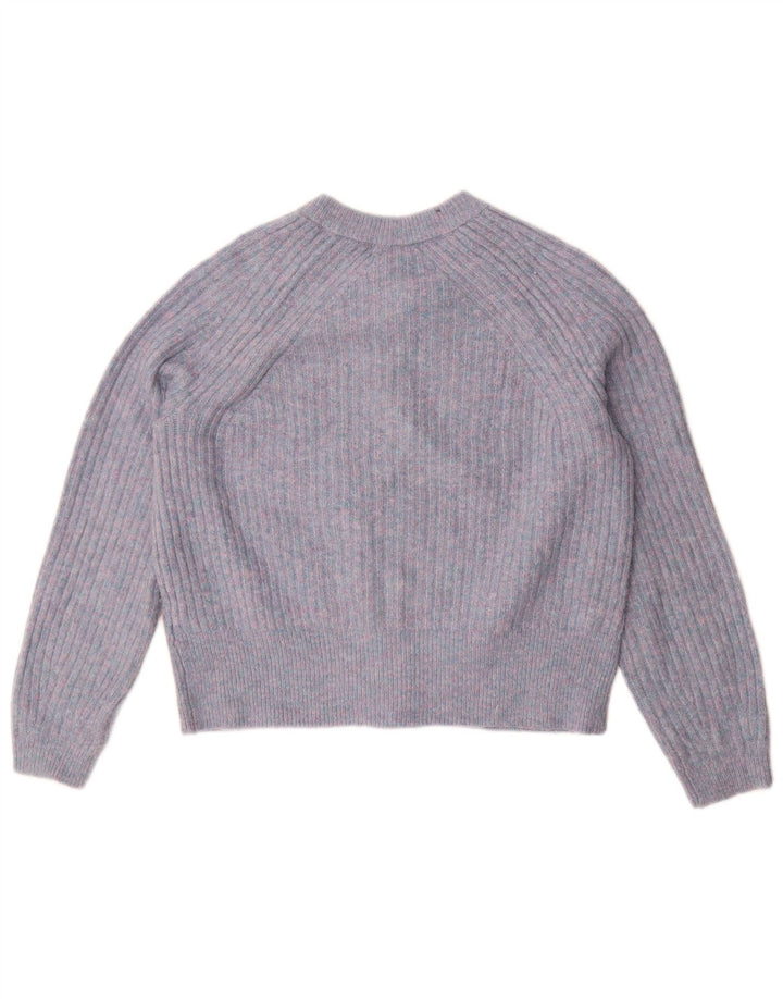 Maglione cardigan corto da donna Marks & Spencer UK 14 blu medio screziato