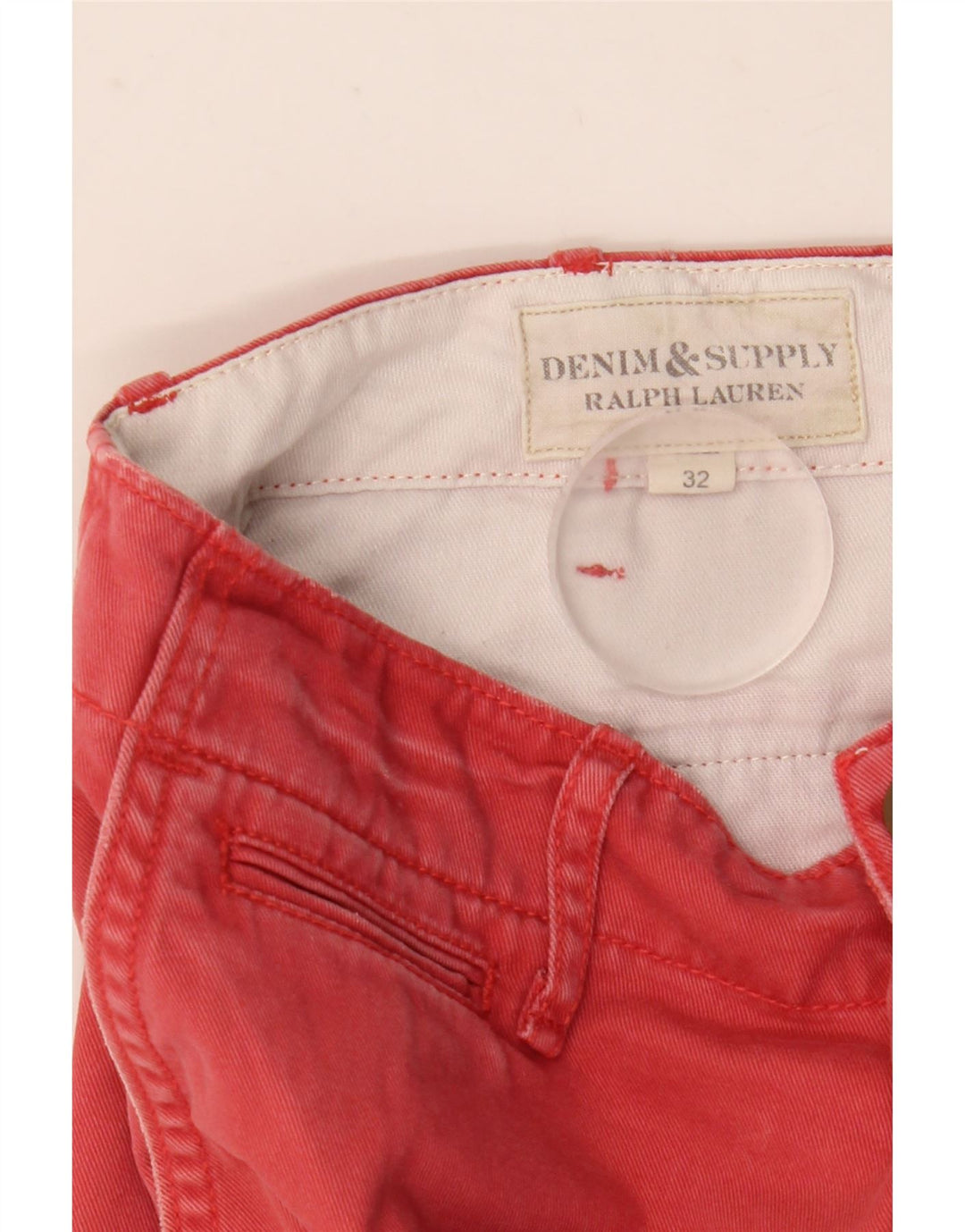 Pantaloncini chino Denizen da uomo Ralph Lauren W32 cotone rosso medio