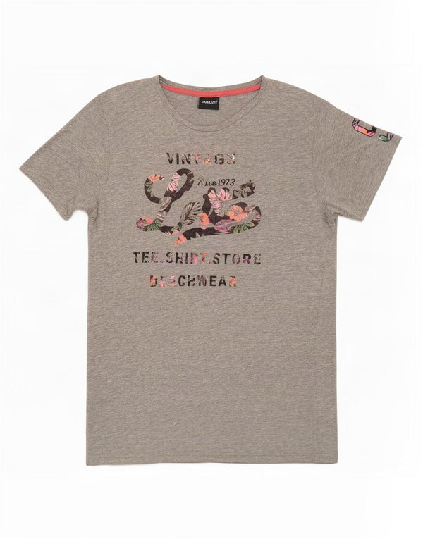 T-shirt grafica da donna Lotto Top UK 14 Cotone grigio medio