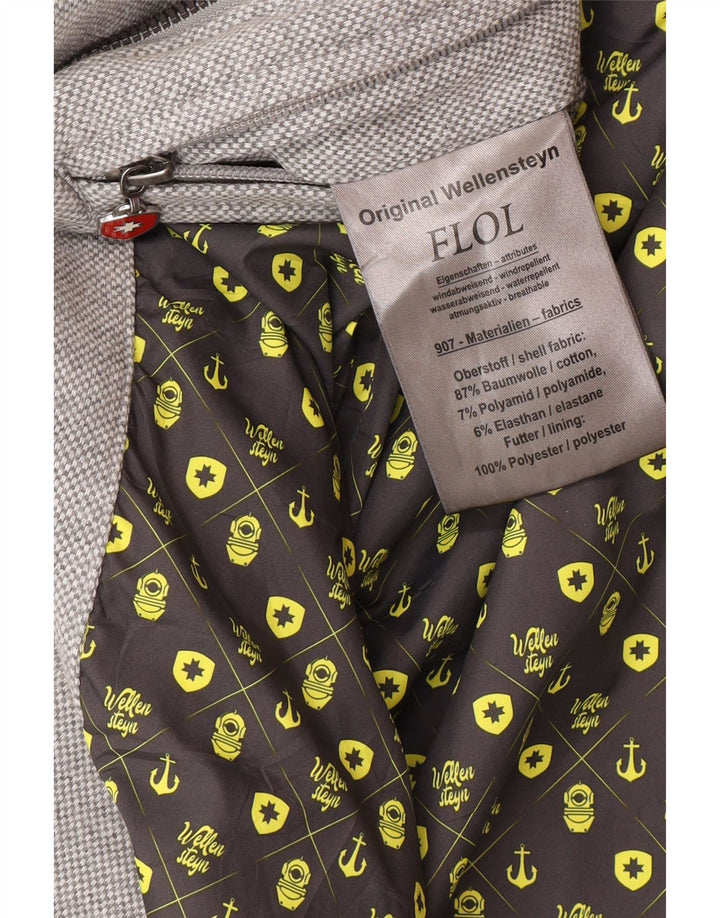 Wellensteyn Bomber con cappuccio grafico da uomo UK 10 piccolo cotone grigio