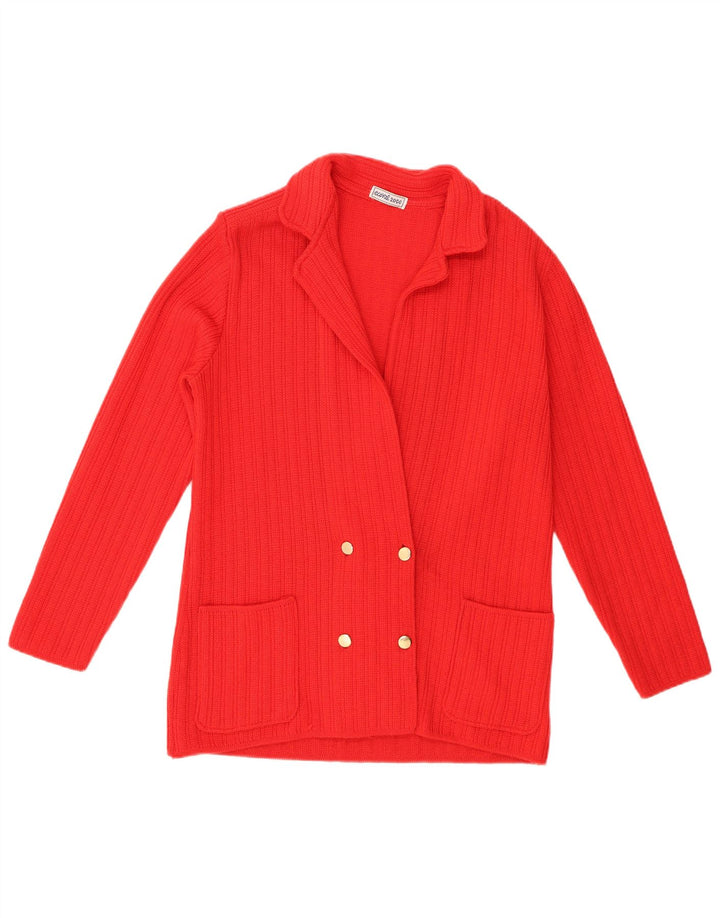 Maglione cardigan da donna vintage US 6 lana vergine rossa media