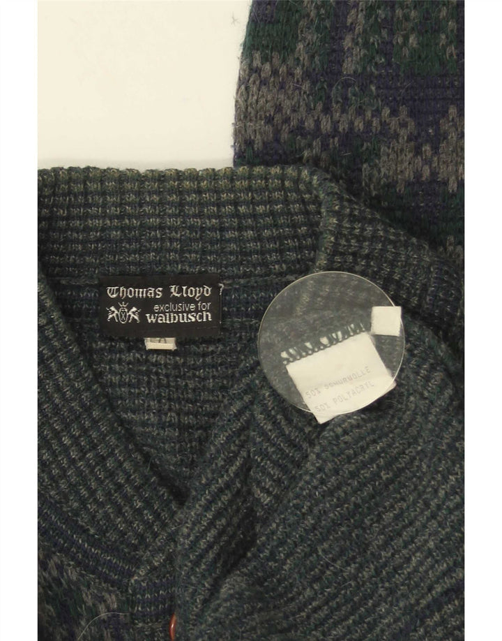 Maglione cardigan da uomo Walbusch IT 50 Lana geometrica verde medio