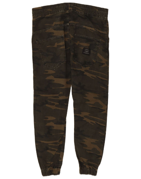 Pantaloni chino da uomo Zara Joggers grandi W32 L27 cotone mimetico kaki