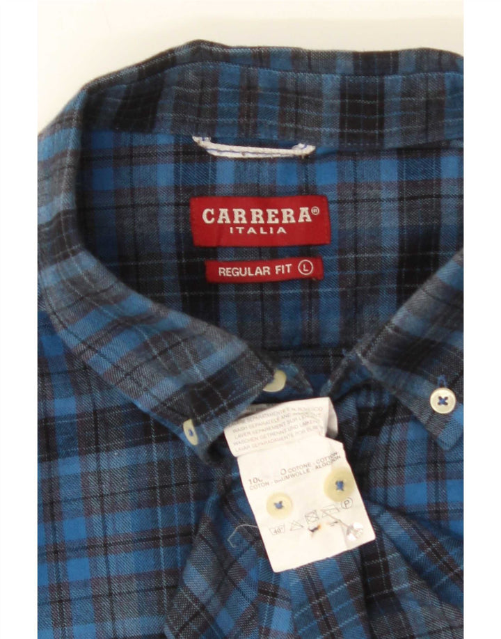 Carrera Camicia da uomo in flanella vestibilità regolare, grande cotone a quadri blu navy