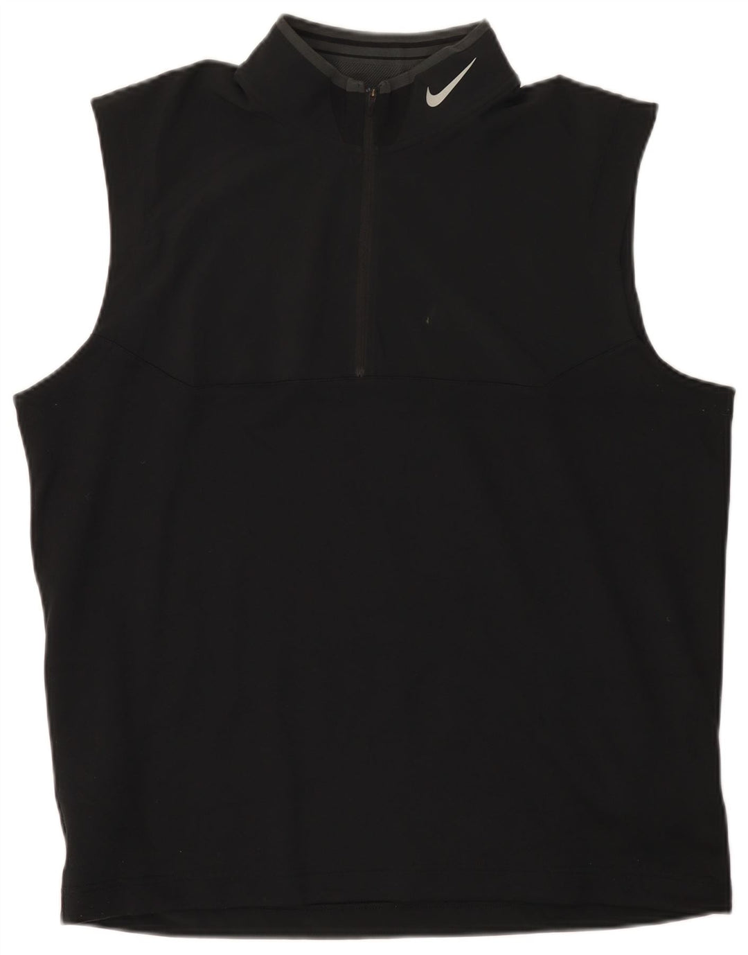 Canotta Nike da uomo Dri Fit con zip e collo, grande, nera, in poliestere