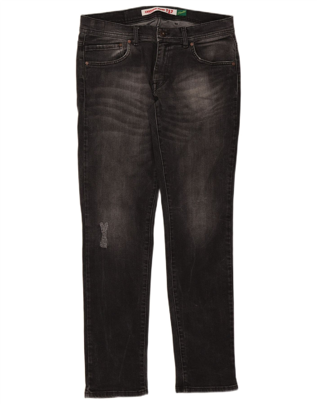 Jeans Carrera Uomo 717 Slim Distressed W34 L32 Cotone Nero