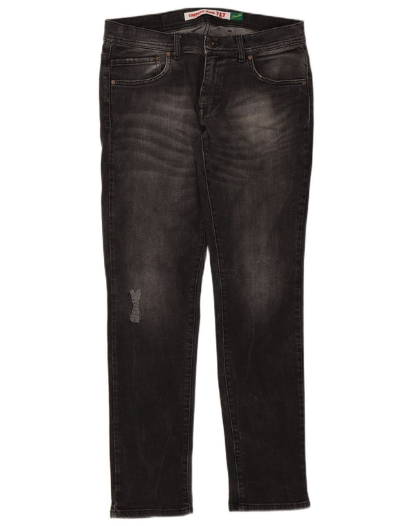 Jeans Carrera Uomo 717 Slim Distressed W34 L32 Cotone Nero