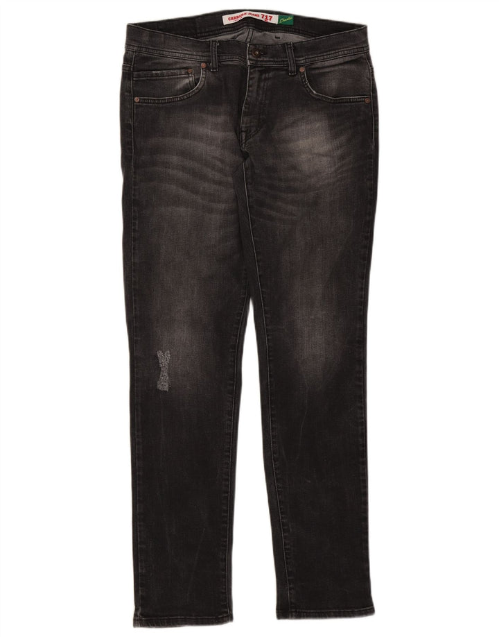 Jeans Carrera Uomo 717 Slim Distressed W34 L32 Cotone Nero
