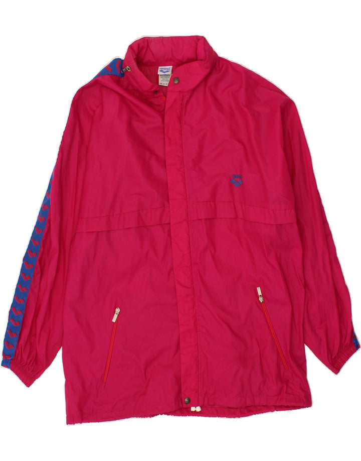 ARENA Mens Graphic Rain Jacket UK 40 Large Red Polyamide Vintage Arena and Second-Hand Arena from Messina Hembry 