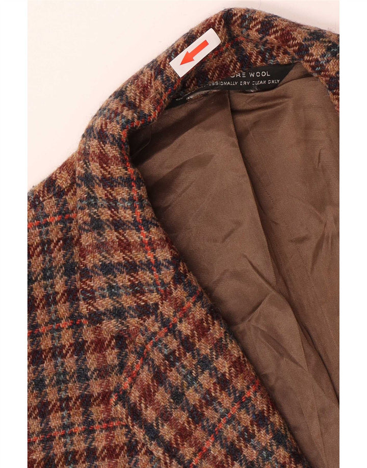 Giacca blazer a 3 bottoni da uomo Orvis UK 38 pied de poule marrone medio