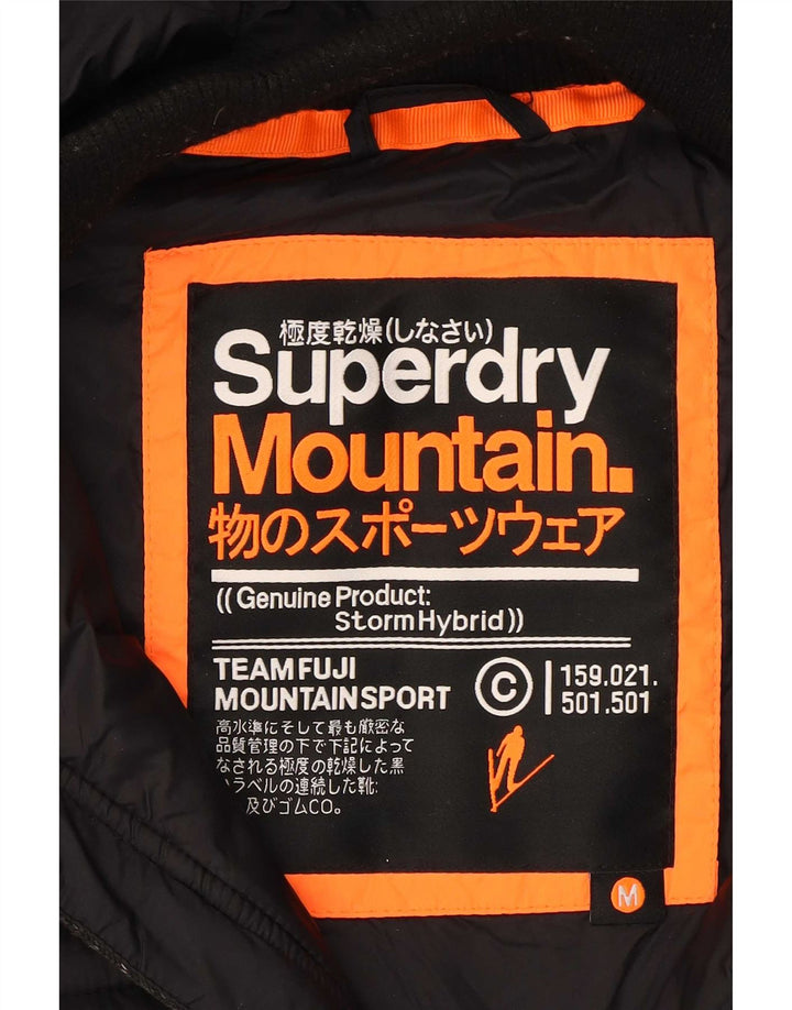 Giacca imbottita con cappuccio da donna Superdry UK 14 poliestere medio nero screziato