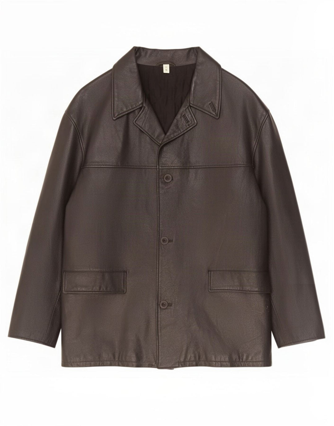 Cappotto in pelle vintage da uomo IT 54 2XL Nero