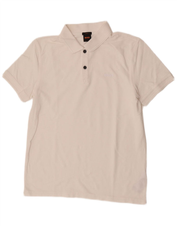 Polo da uomo slim fit Hugo Boss in cotone bianco medio