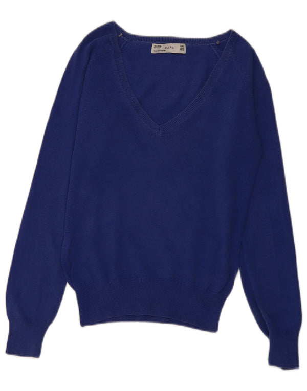 Maglione Zara da donna con scollo a V UK 10 piccolo blu