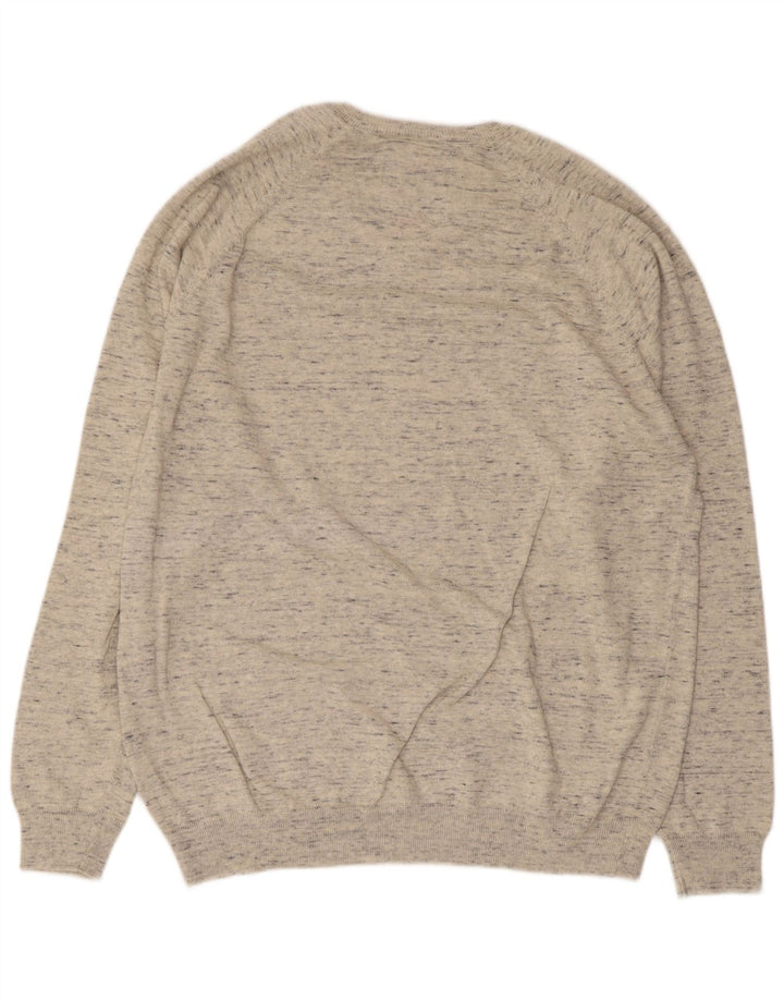 Maglione da uomo con scollo a V SUPERDRY 2XL cotone chiazzato grigio