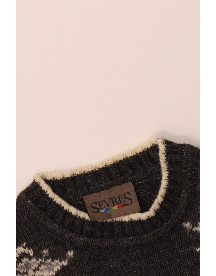 Maglione maglione girocollo da uomo Sevres IT 48 Grigio medio geometrico