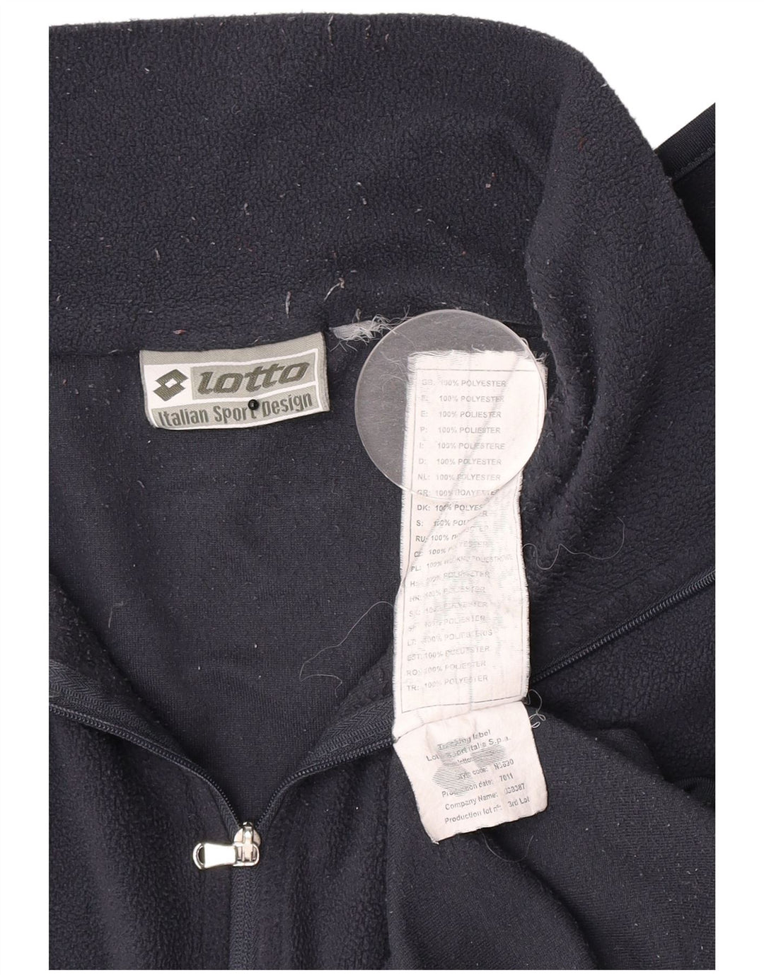 Maglione in pile da uomo Lotto con zip e collo medio in poliestere blu navy