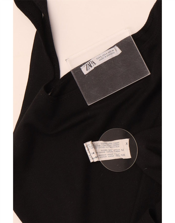 Abito aderente senza maniche da donna Zara UK 14 Large Nero Poliestere