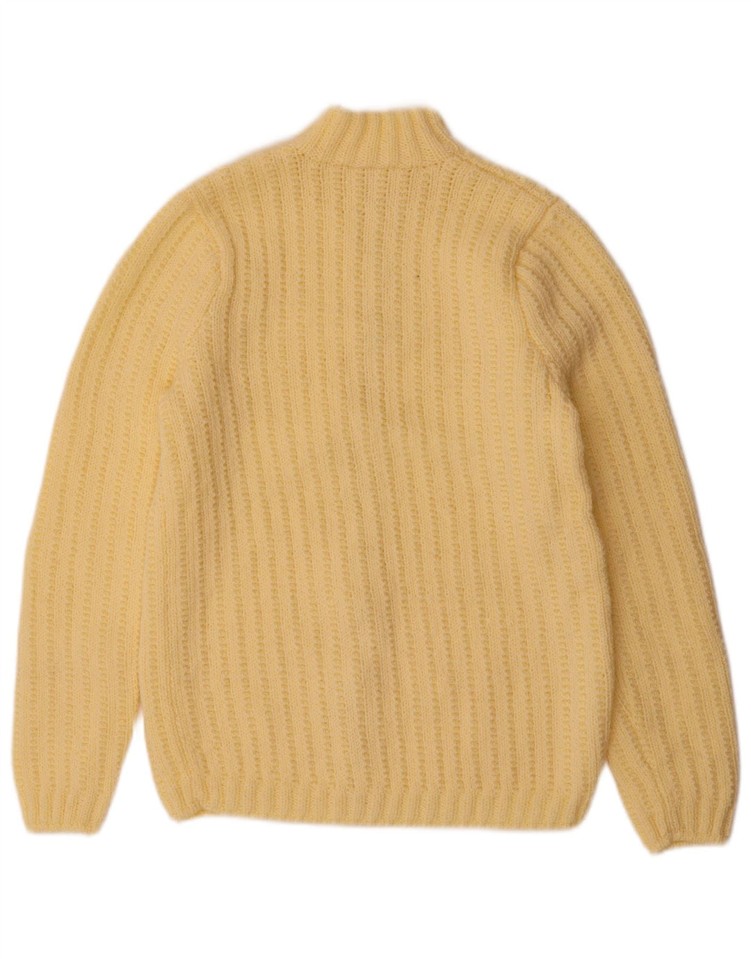 Maglione cardigan da donna vintage UK 12 giallo medio