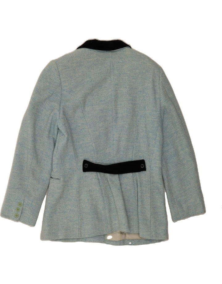 OLIVER BY VALENTINO Womens Blazer Jacket IT 46 Large Blue Herringbone Vintage Oliver By Valentino and Second-Hand Oliver By Valentino from Messina Hembry 