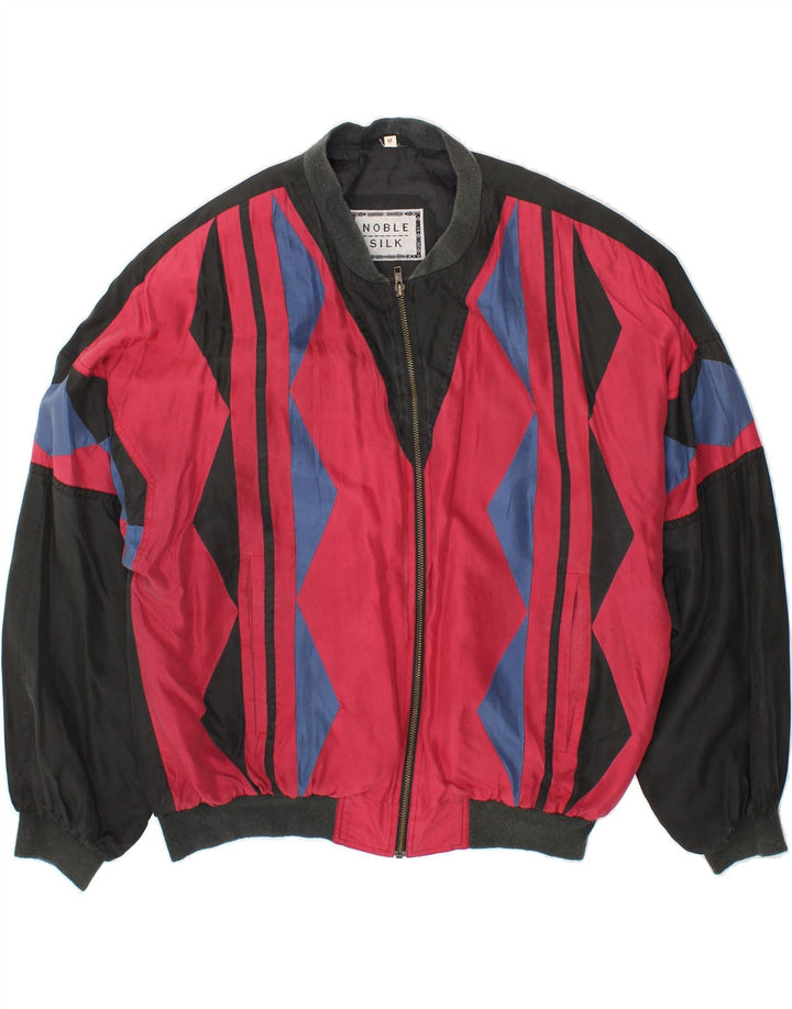 Giubbotto bomber da uomo vestibilità ampia VINTAGE UK 38 Seta geometrica nera media