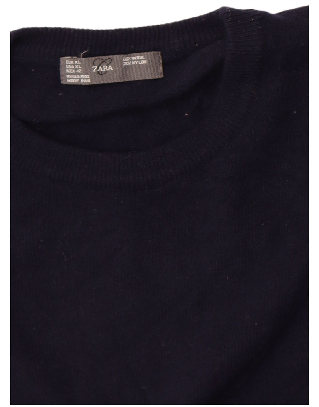 Maglione maglione girocollo da uomo Zara XL in lana blu navy