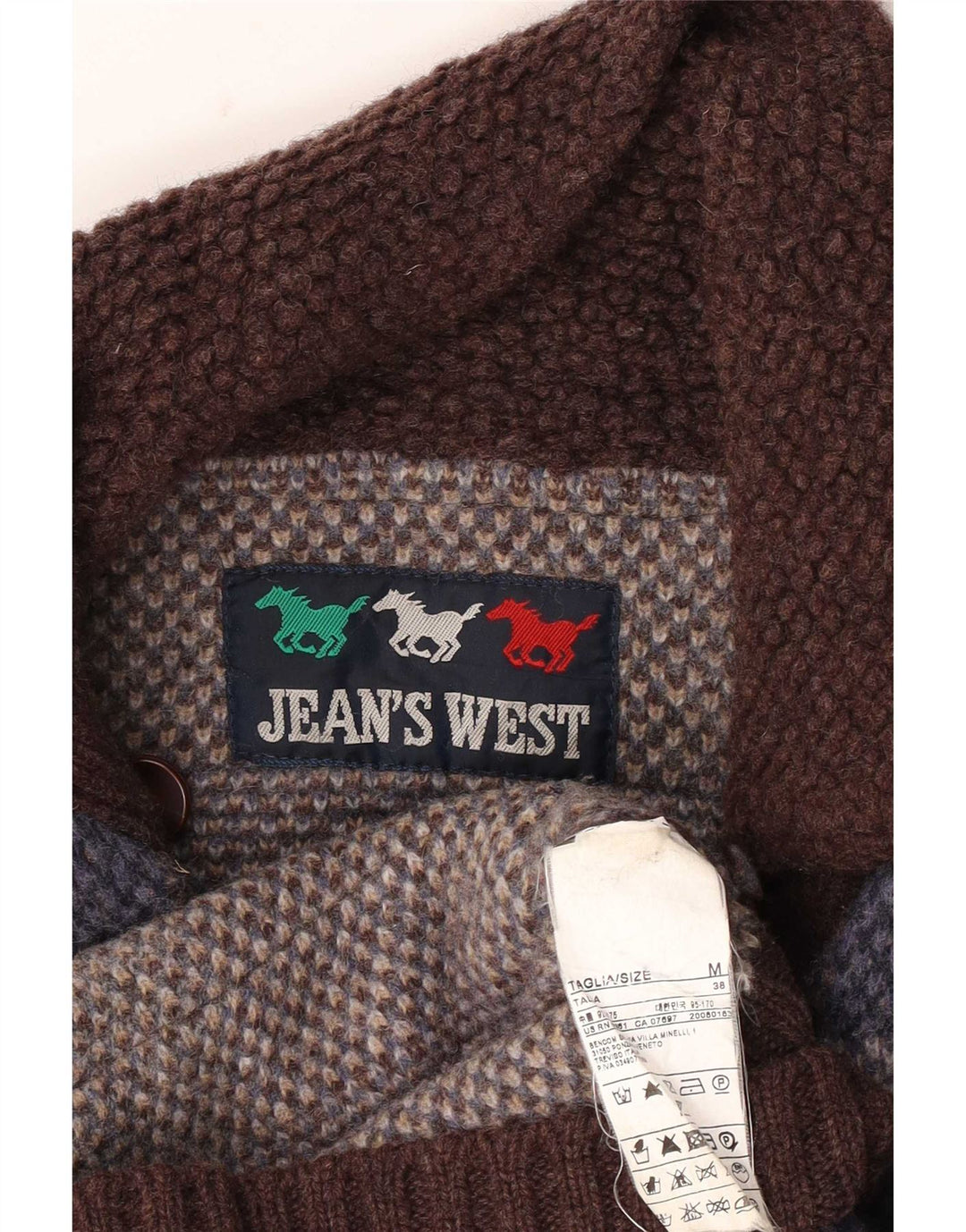 Giacca militare militare da uomo Jean's West UK 38 medio a quadri multicolore