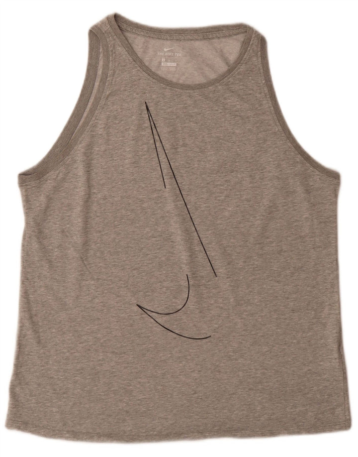 Canotta grafica Nike Dri Fit da uomo, grande, in cotone grigio