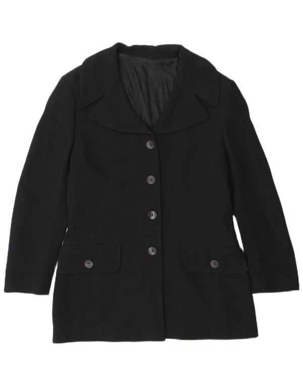 Giacca blazer vintage da donna a 4 bottoni IT 48 XL in lana blu navy