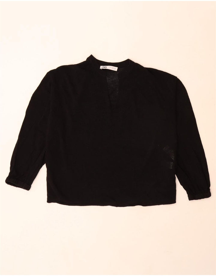 Maglione Zara da donna oversize con scollo a V e maniche a 3/4 UK 14 medio Nero