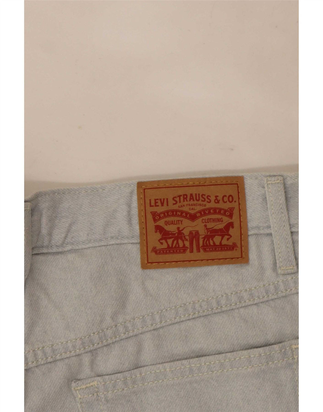 Pantaloncini di jeans a vita alta mamma da donna Levi's W29 cotone blu medio