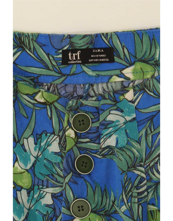 Pantaloncini chino a vita alta Trafaluc da donna Zara piccoli W26 blu floreale