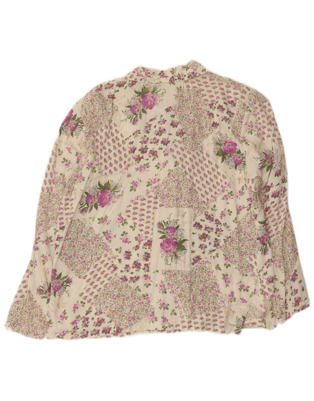 Camicia da donna vintage UK 16 grande floreale multicolore