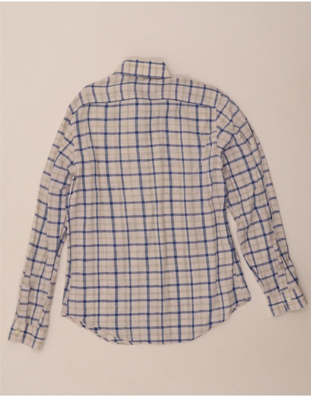 ARMANI JEANS Camicia da Uomo in Lino a Quadri Blu Medio