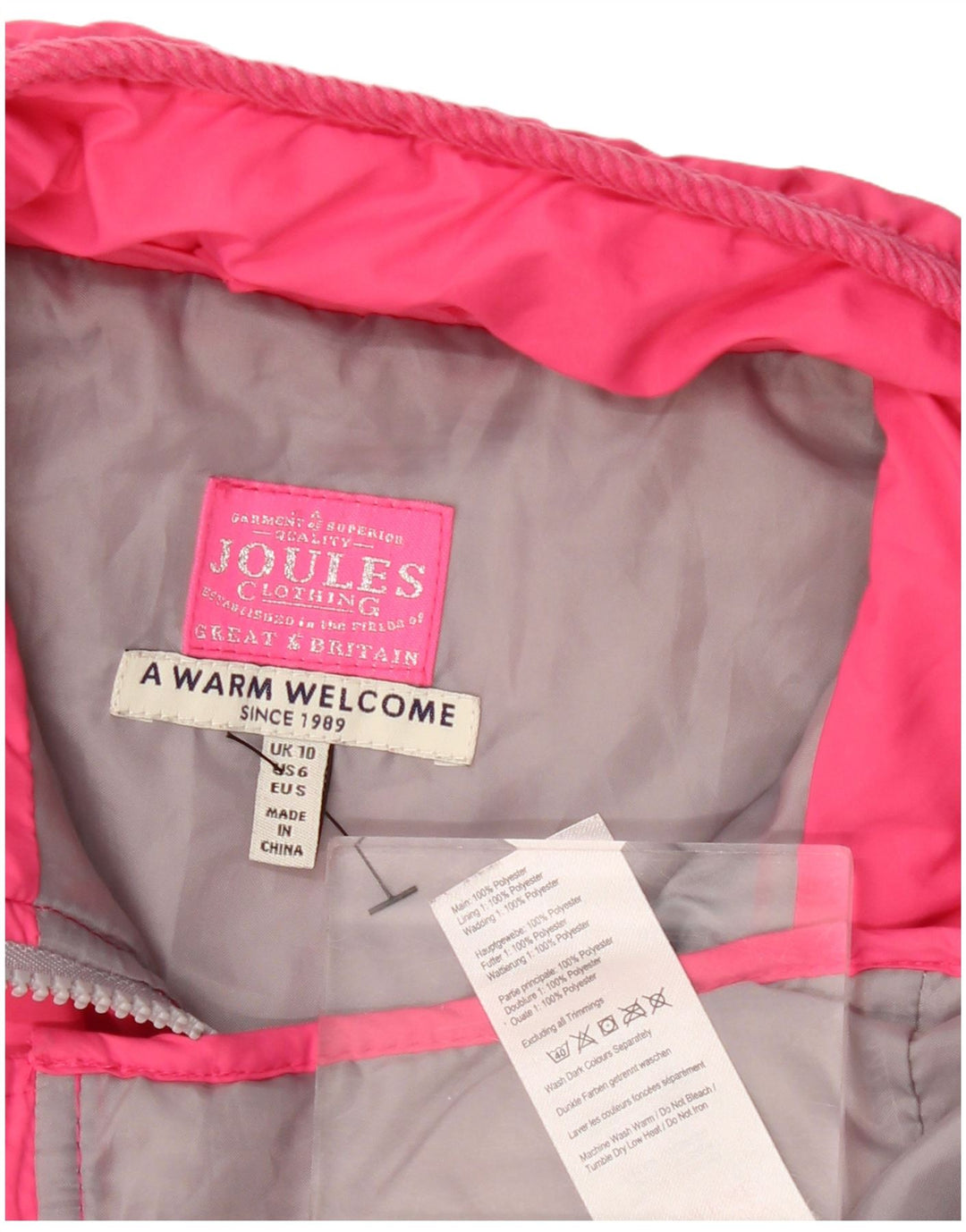 Gilet trapuntato da donna JOULES UK 10 piccolo poliestere rosa