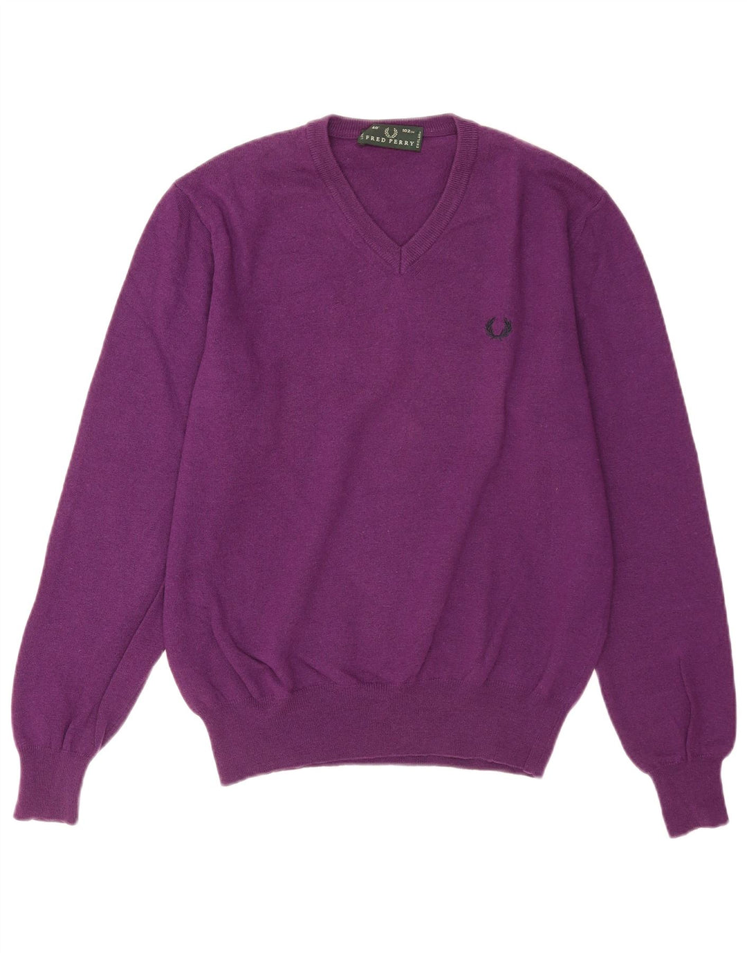 Maglione da uomo con scollo a V Fred Perry in lana viola medio