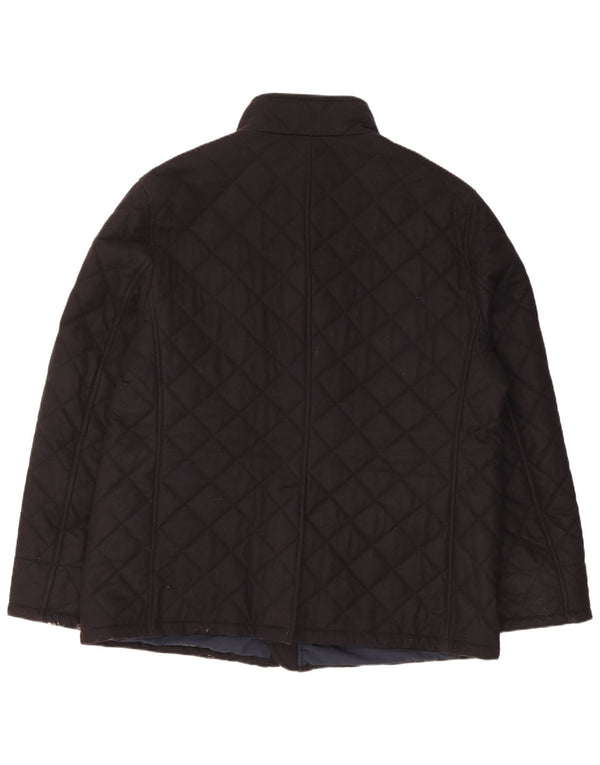 Giacca trapuntata vintage da uomo IT 60 4XL in lana blu navy