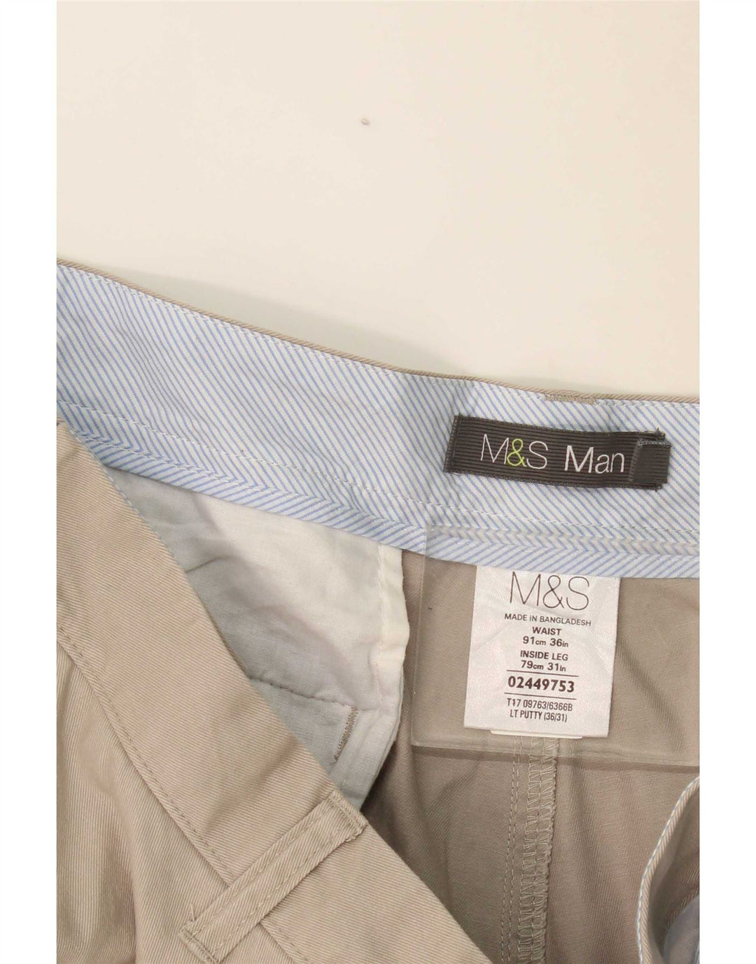 Pantaloni chino dritti da uomo Marks & Spencer W36 L31 poliestere grigio