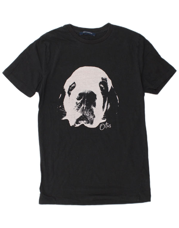 French Connection Mens Graphic T-Shirt Top Small Black Cotton